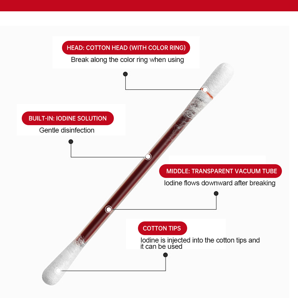 1Pcs Disposable breakable iodine swabs for emergency disinfection