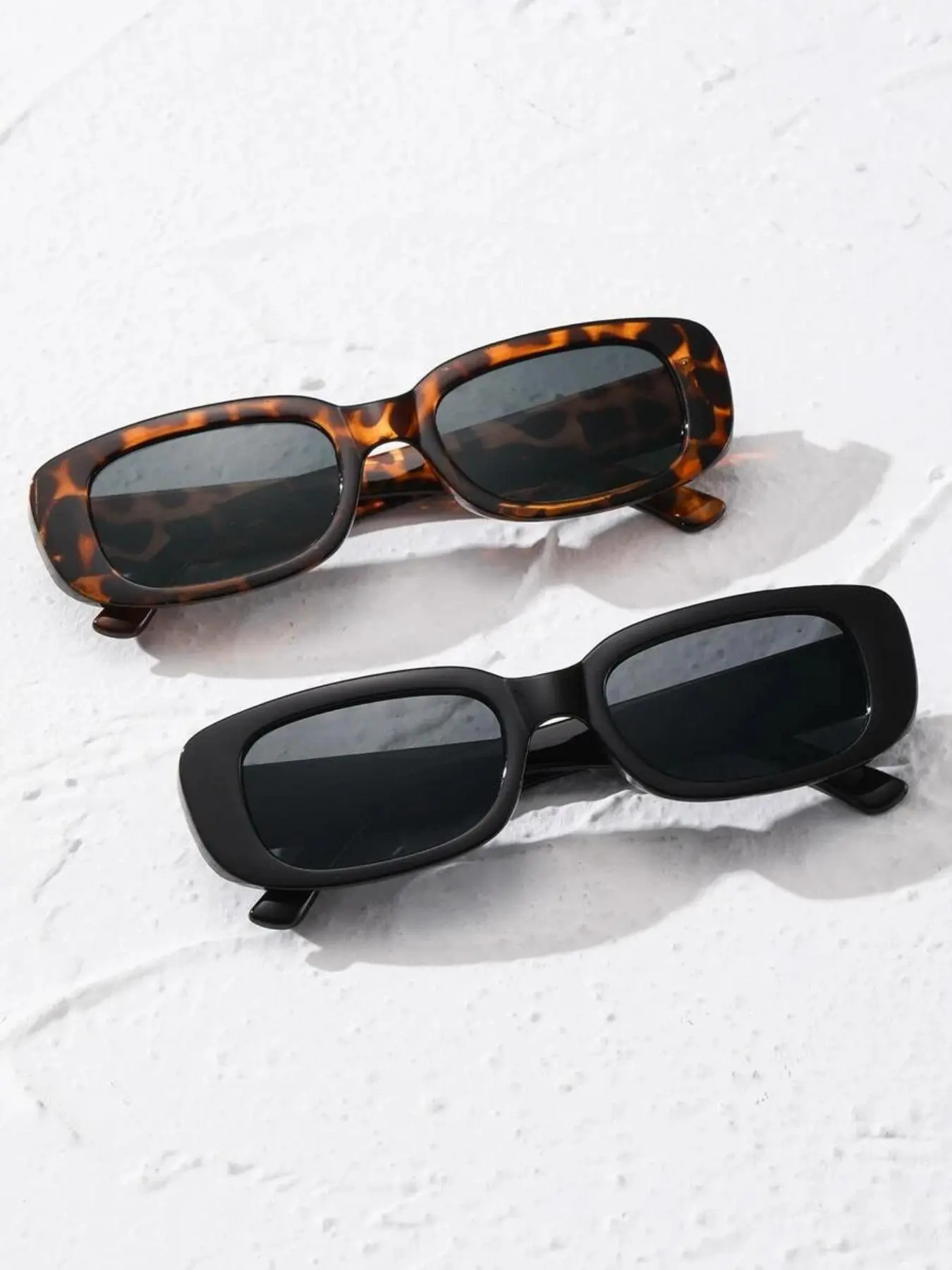 Vintage Simple Tinted Lens Sunglasses (2 Pairs), Square Frame Fashion Tortoiseshell Sunglasses