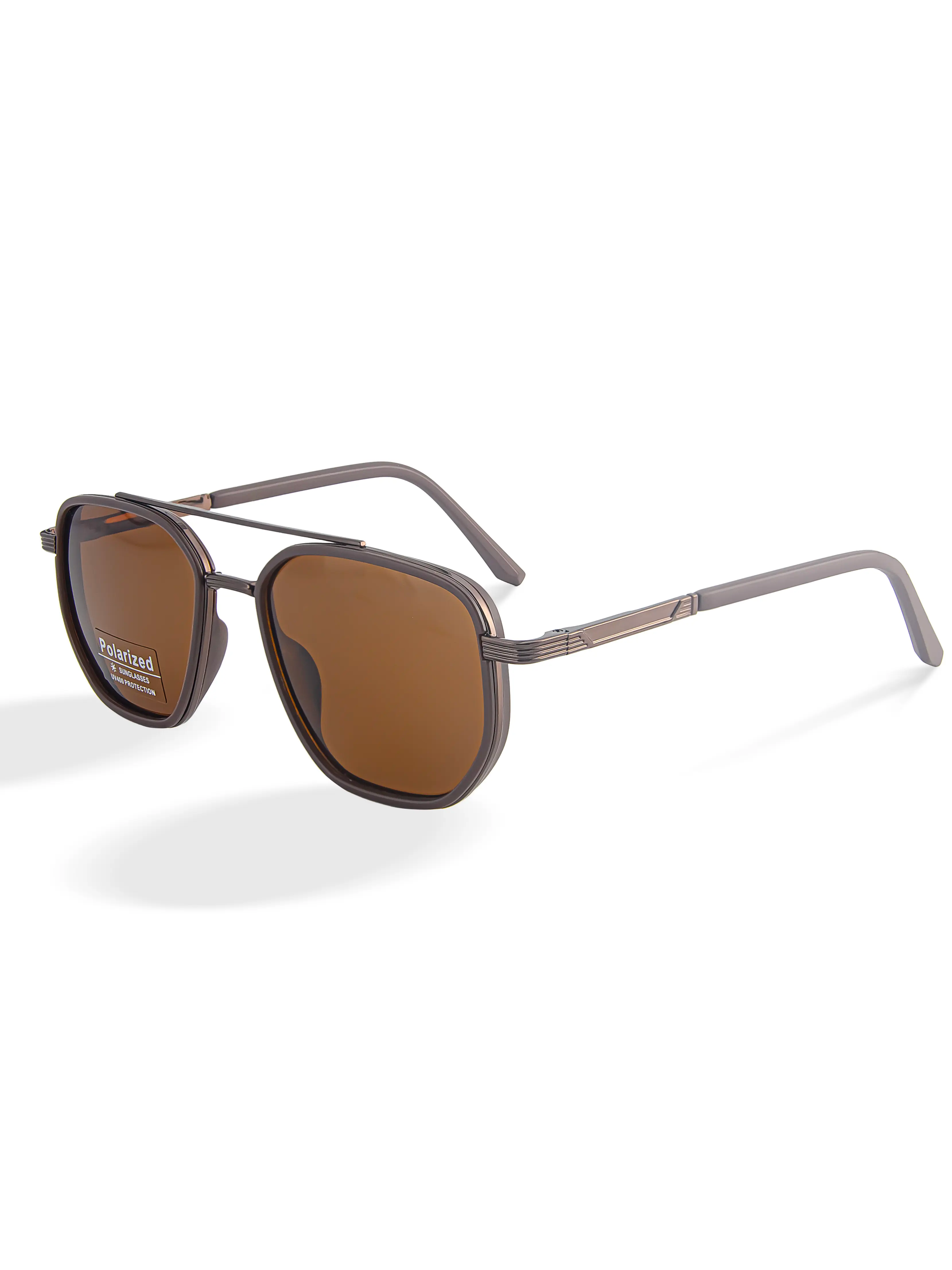 Travel Sunglasses with Fashion Geometric Frame Double Beam Sun Protection Glasses