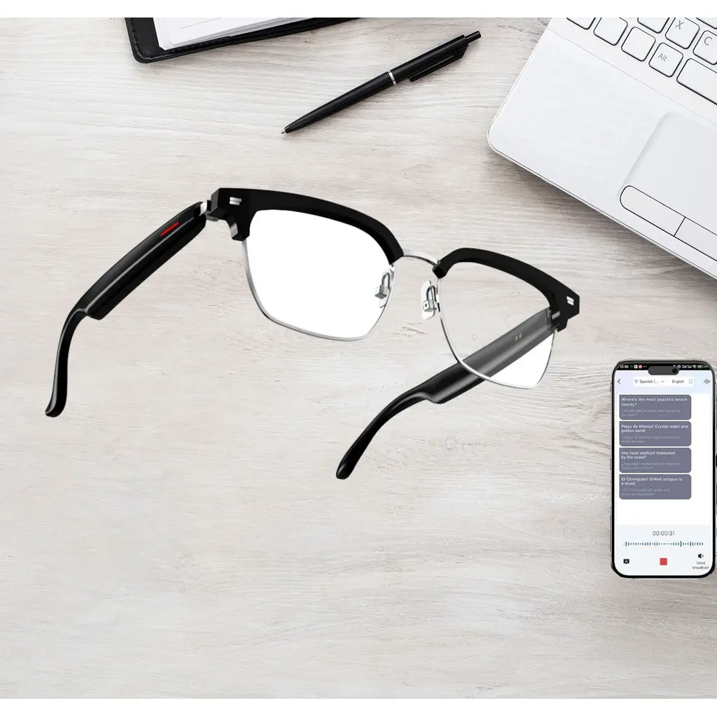 1Pcs AI Smart Bluetooth Glasses with Real-Time 100+ Language Translation, UV Protection, Voice Control & Hands-Free Call for Travel
