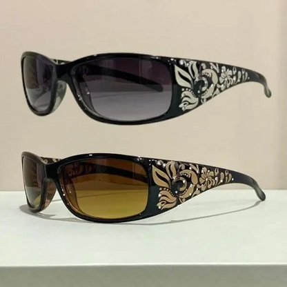 2-Pack Vintage Sunglasses with Rhinestone Accents Tinted PC Frames for Women
