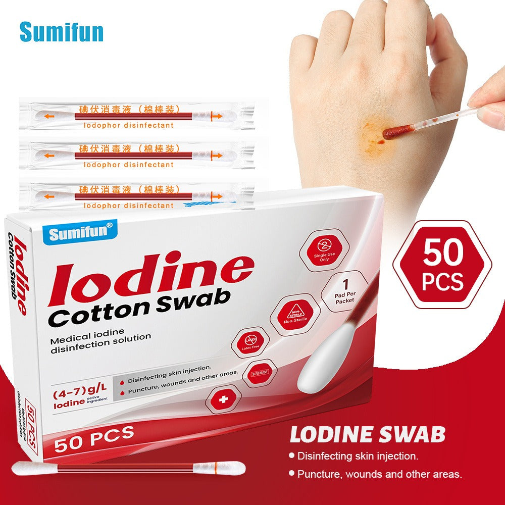 1Pcs Disposable breakable iodine swabs for emergency disinfection