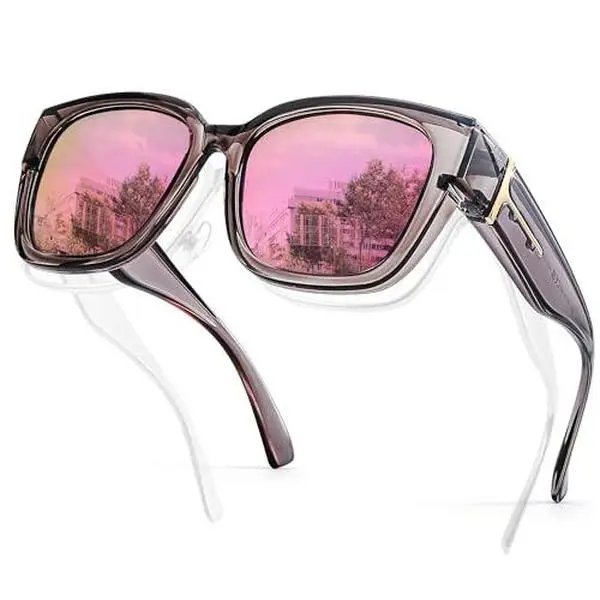 Mirrored Sunglasses Polarized Fit Over Glasses for Women Men for Driving
