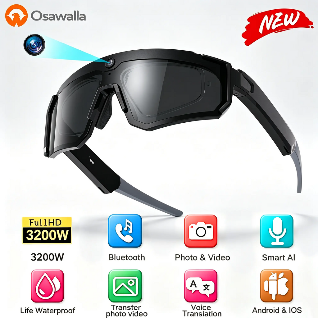 1Pcs New AI Smart Sport Sunglasses with HD 32MP Camera, 1200P Video Recording, AI Assistant (ChatGPT) & Real-Time Translation, Voice Control, Bluetooth 5.4 & WiFi – Ideal for Cycling, Golf, Running & Driving
