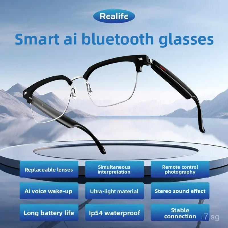 1Pcs AI Smart Bluetooth Glasses with Real-Time 100+ Language Translation, UV Protection, Voice Control & Hands-Free Call for Travel