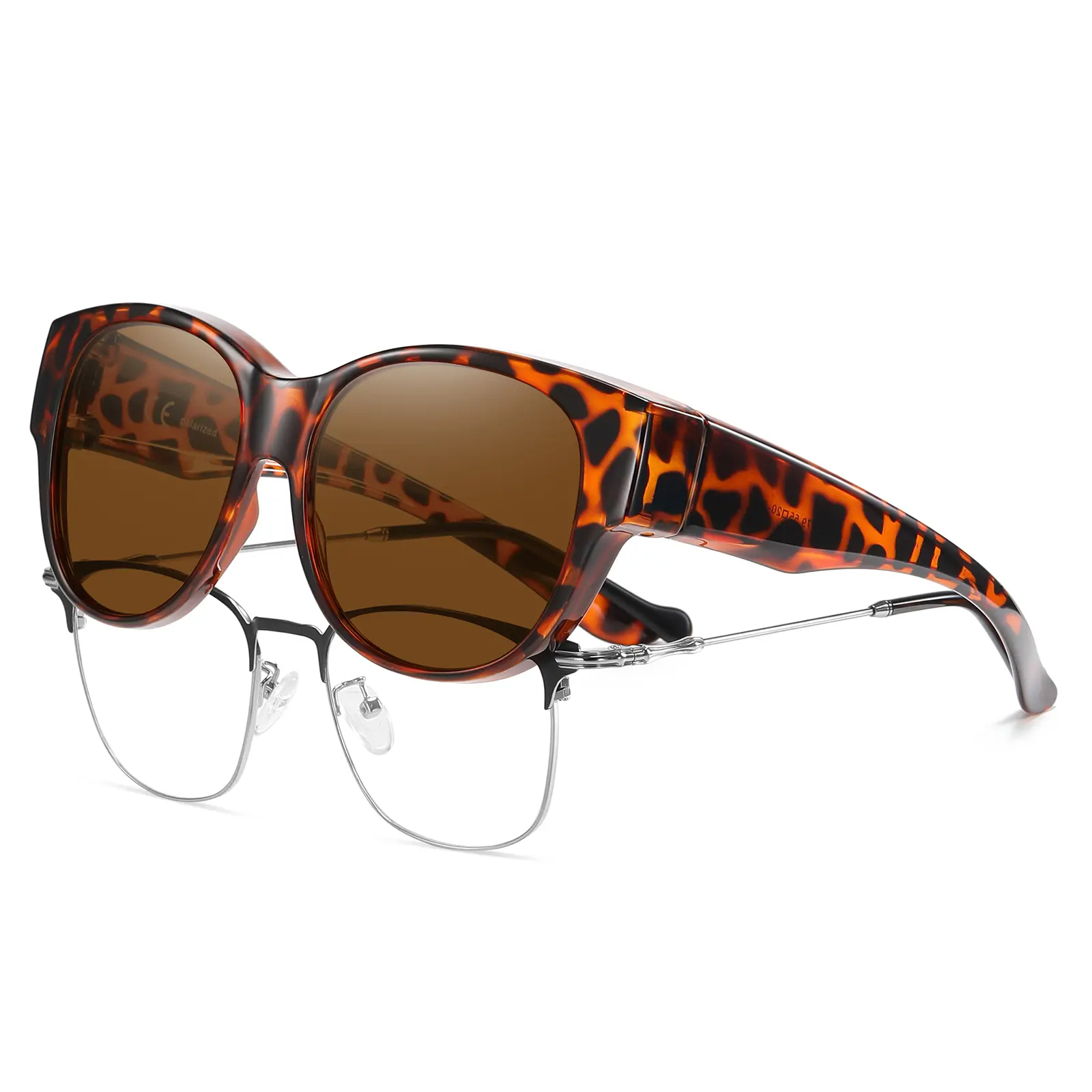 Women's Fit Over Glasses Polarized Sunglasses - Street Style, Trendy Casual, Statement Frame, Durable & Lightweight