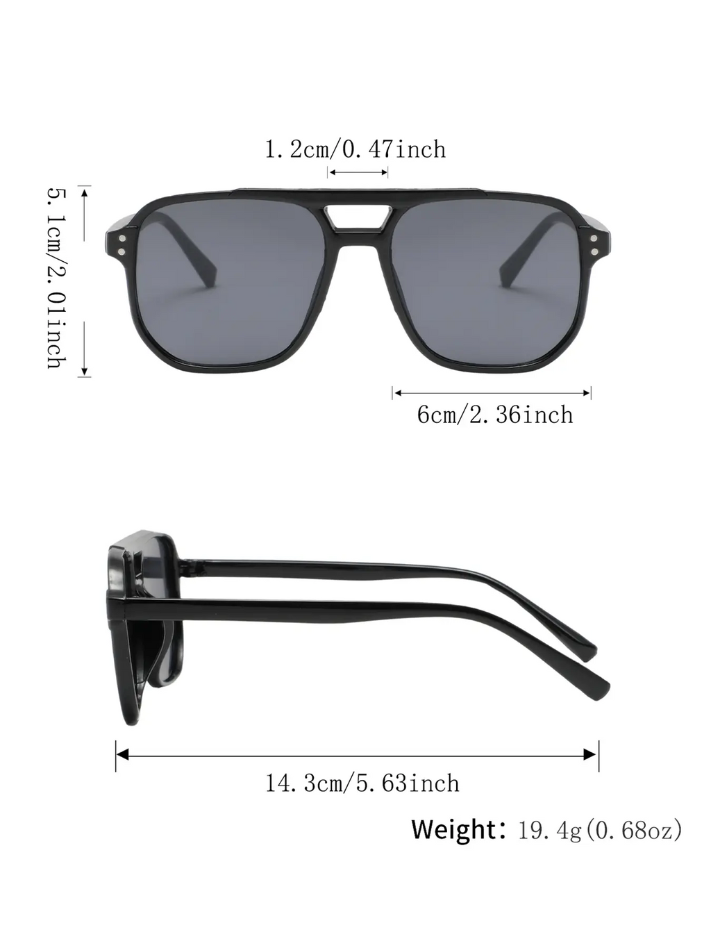 Men's Classic Vintage Style Fashion Glasses, Durable PC Frame and Lenses, Casual All Season Eyewear