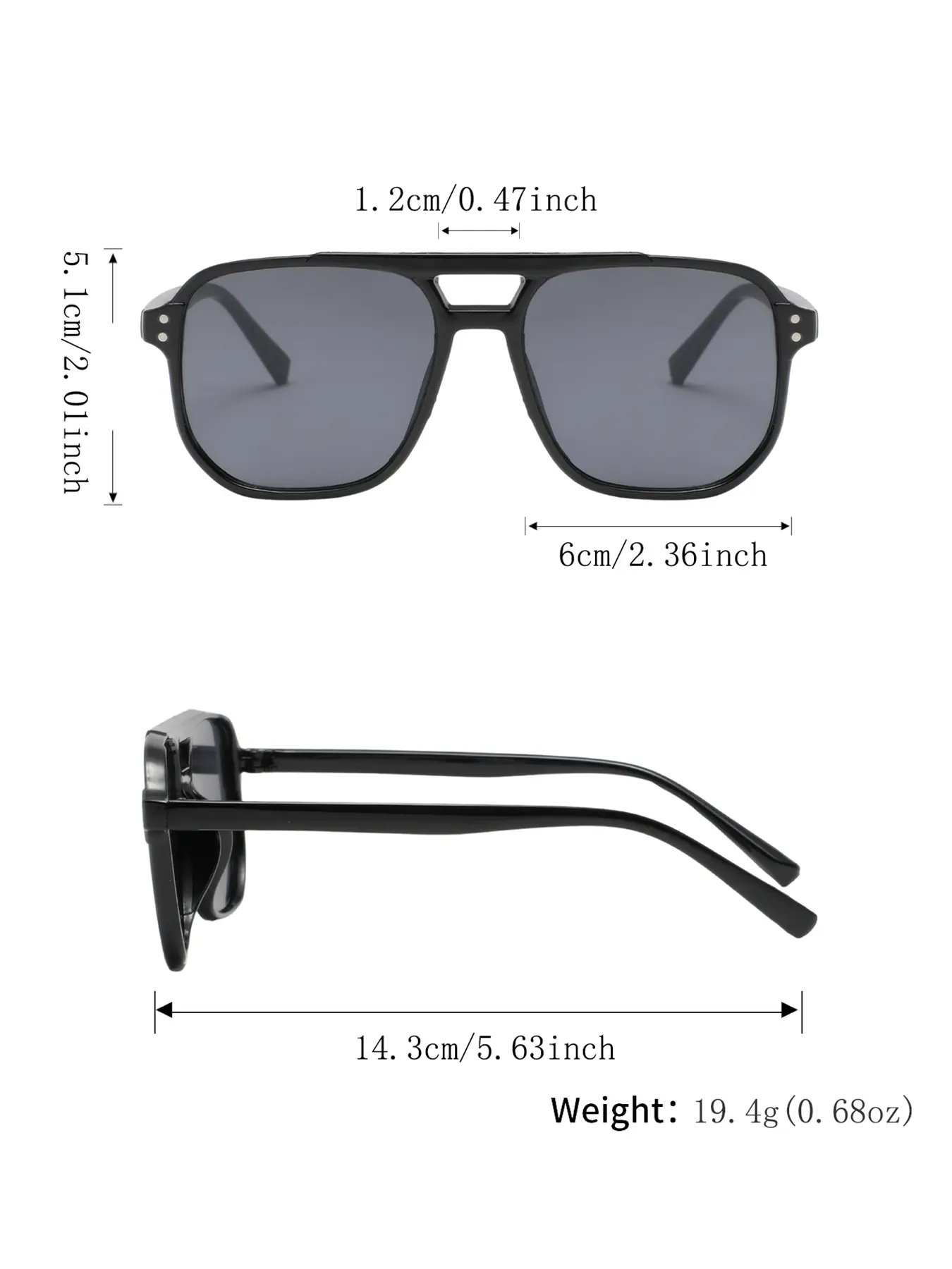 Men's Classic Vintage Style Fashion Glasses, Durable PC Frame and Lenses, Casual All Season Eyewear