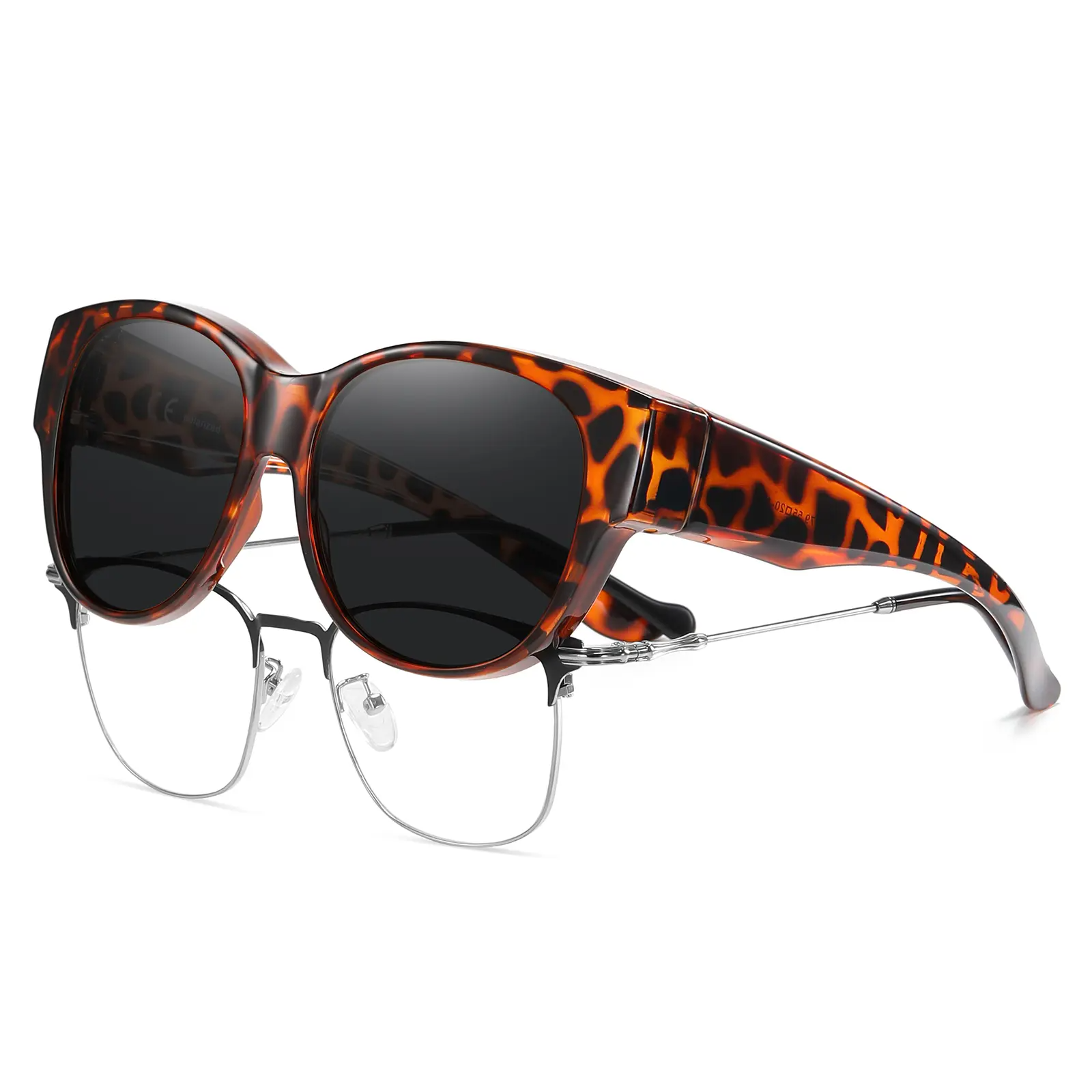 Women's Fit Over Glasses Polarized Sunglasses - Street Style, Trendy Casual, Statement Frame, Durable & Lightweight