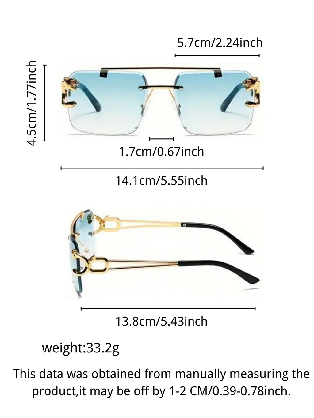 Men's 6-Pair Metal Rimless Sleek Rectangular Trendy Sunglasses - PC Gradient Lenses