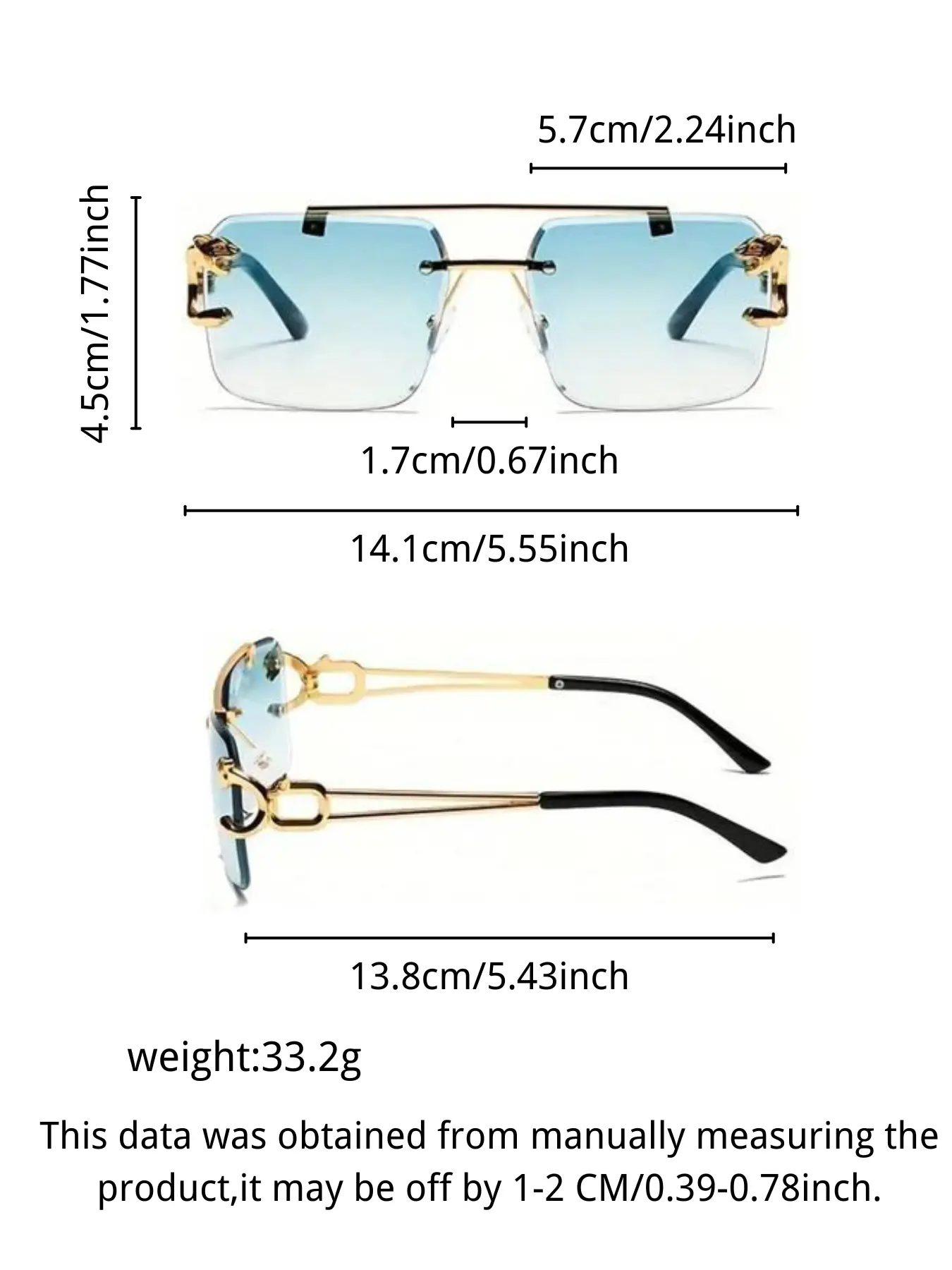 Men's 6-Pair Metal Rimless Sleek Rectangular Trendy Sunglasses - PC Gradient Lenses