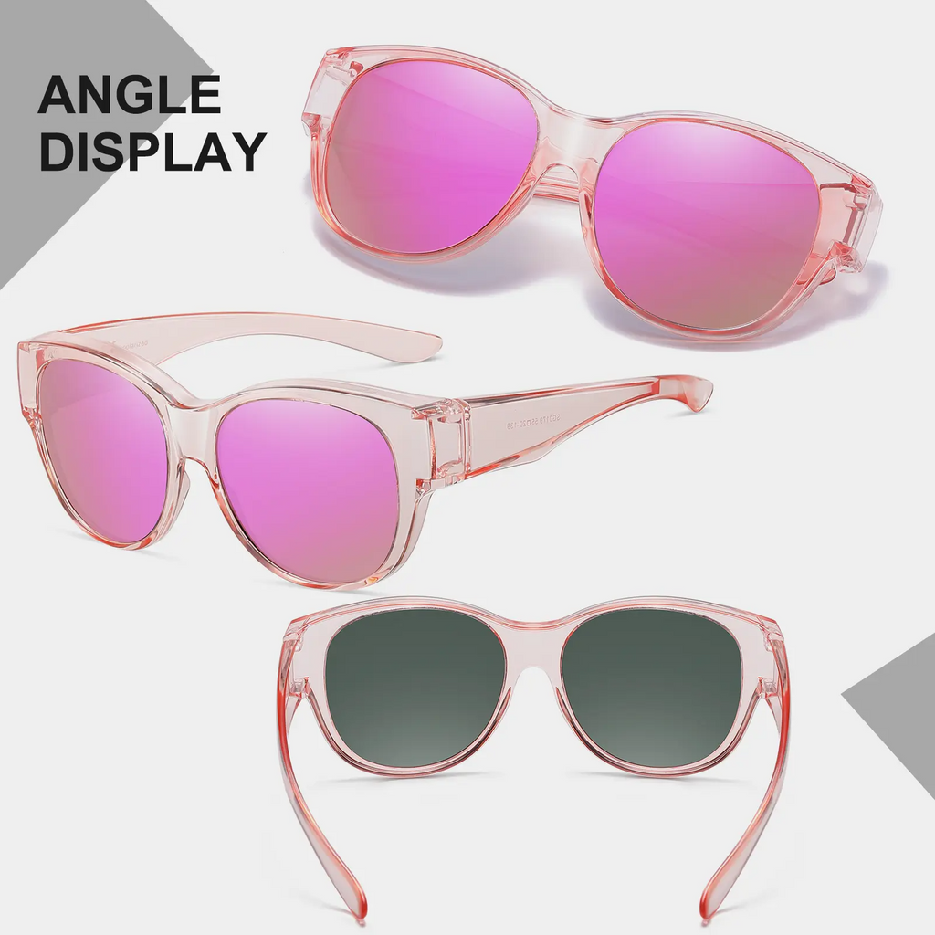 Women's Fit Over Glasses Polarized Sunglasses - Street Style, Trendy Casual, Statement Frame, Durable & Lightweight