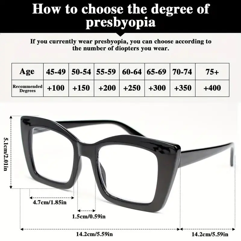 Trendy Large Frame Anti- Light Reading Glasses, Fashion Eyeglasses for Women & Men, Fashion Eyeglasses for Work