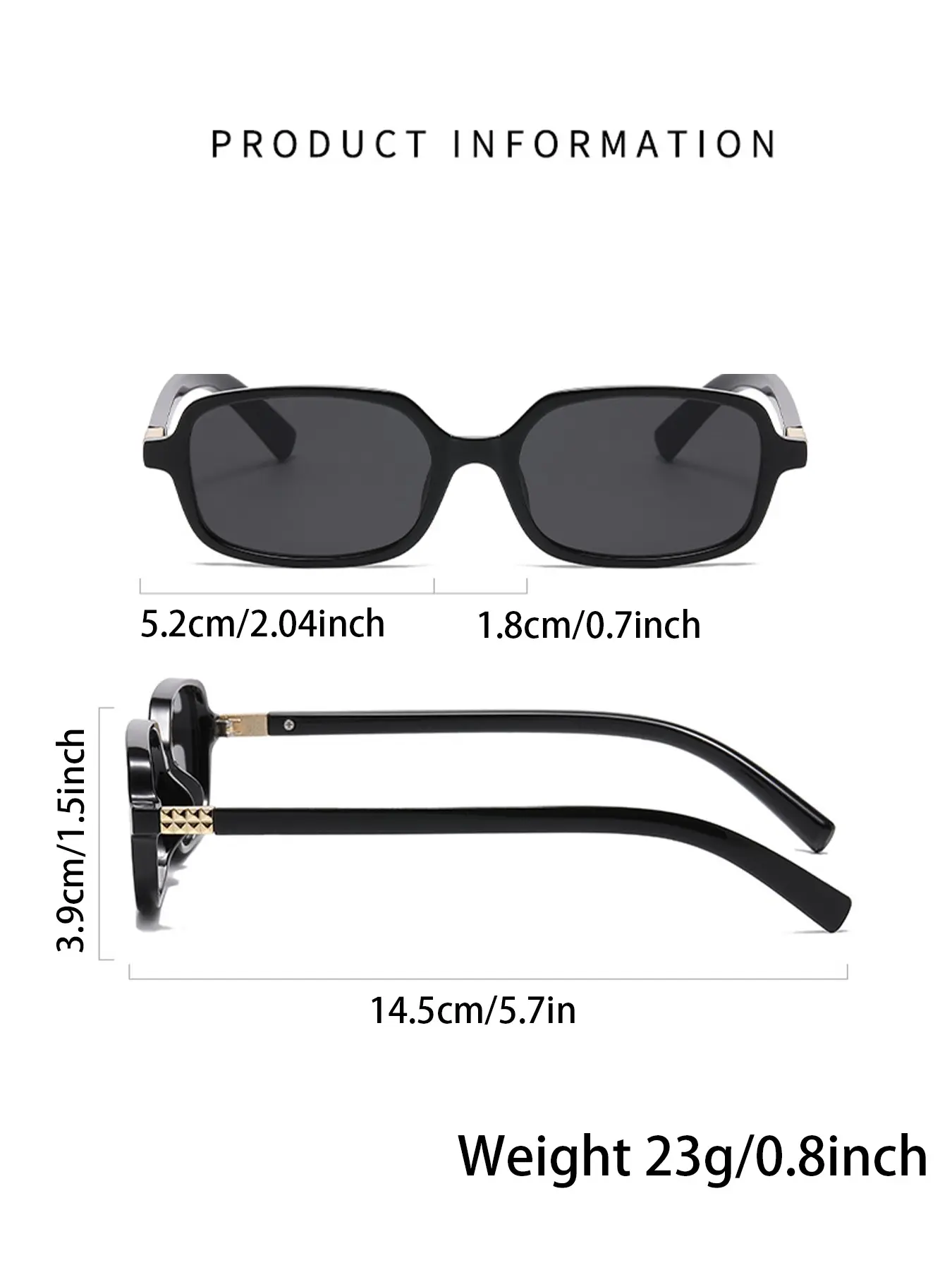 1pc Vintage Fashion Eyeglasses, Rectangular Small Frame, Narrow Frame Decorative Glasses
