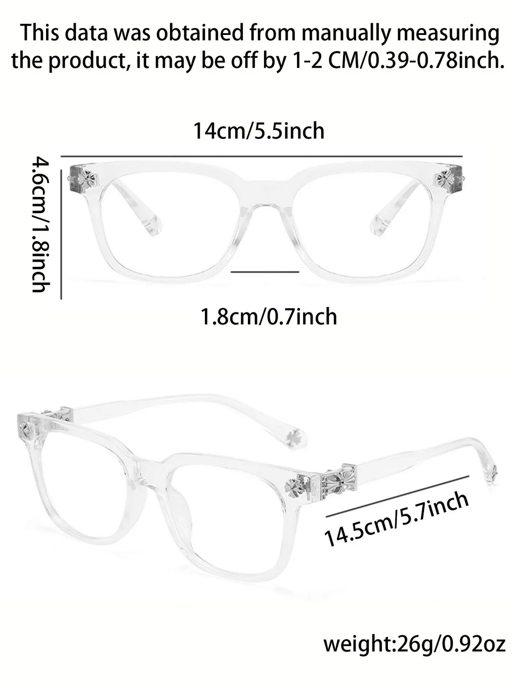 New Trendy Fashion Square Frame Flat Lens Anti-Blue Light Glasses