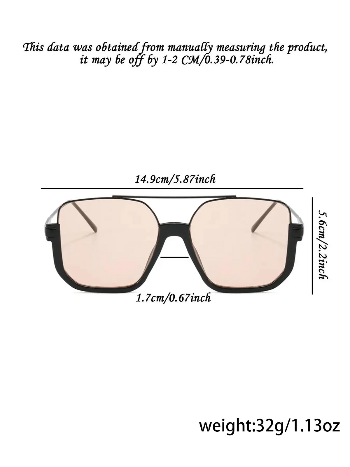 Unisex Vintage Large Frame Top Bar Design Tinted Lens Sun Protective Sunglasses