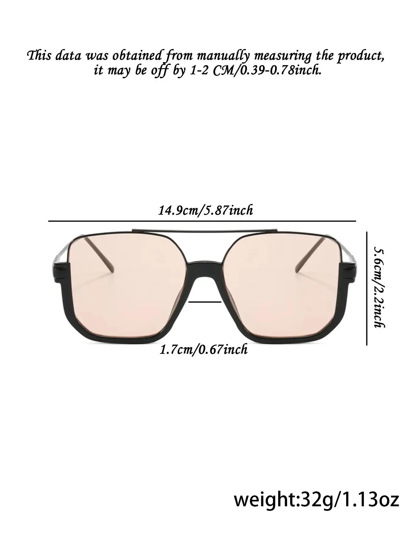 Unisex Vintage Large Frame Top Bar Design Tinted Lens Sun Protective Sunglasses