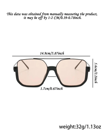 Unisex Vintage Large Frame Top Bar Design Tinted Lens Sun Protective Sunglasses