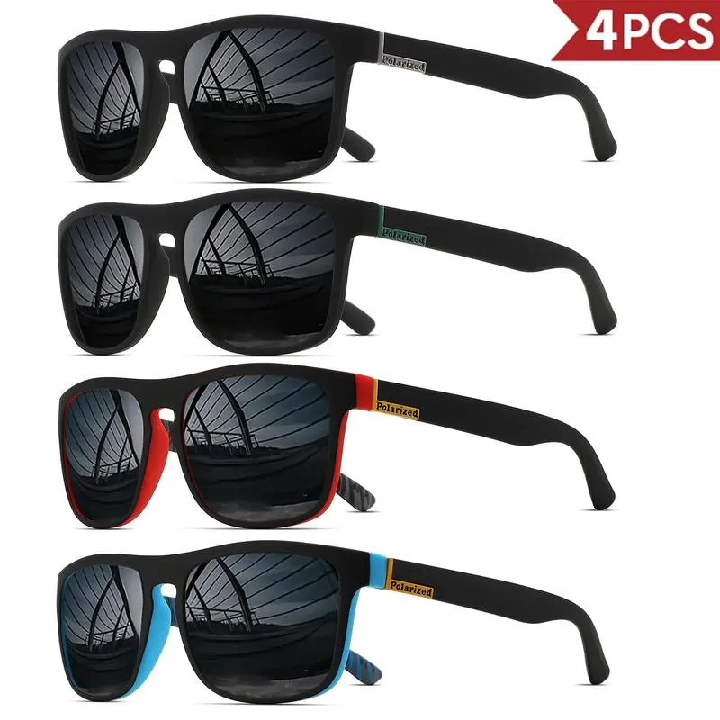 4-Pack Fashion Vintage Square Polarized Sunglasses Men Women Driving Fishing Luxury Brand Designer Sun Glasses Driver's Eyewear UV400
