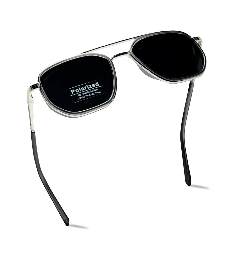 Travel Sunglasses with Fashion Geometric Frame Double Beam Sun Protection Glasses