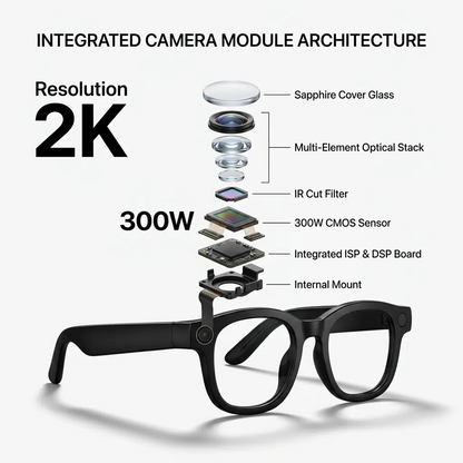 1Pcs AI Smart Camera Glasses POV Video Recording & 160+ Languages Real-Time Translation Bluetooth Audio Sunglasses – Hands-Free Vlogging Wearable for Travel Outdoor Content Creator Gift