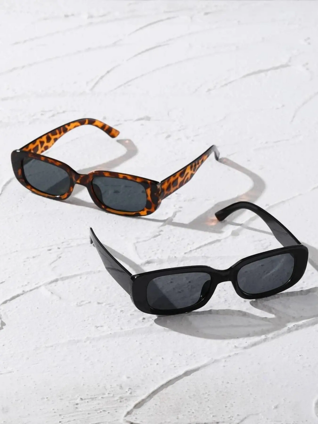 Vintage Simple Tinted Lens Sunglasses (2 Pairs), Square Frame Fashion Tortoiseshell Sunglasses