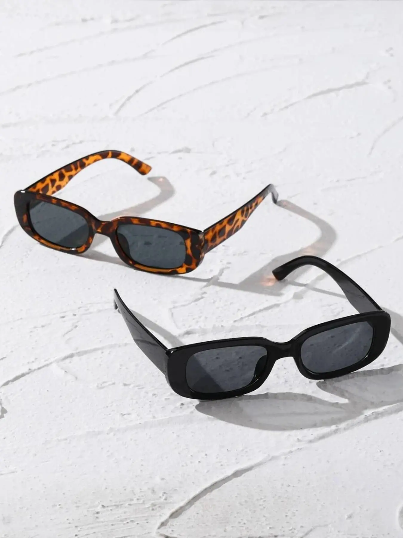 Vintage Simple Tinted Lens Sunglasses (2 Pairs), Square Frame Fashion Tortoiseshell Sunglasses