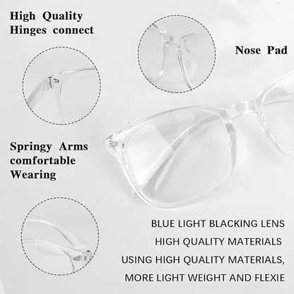 Ergonomic Bluelight Blocking Glasses for Women & Men, Square Frame, Flexible Fit, 99% Blue Lights Blockage