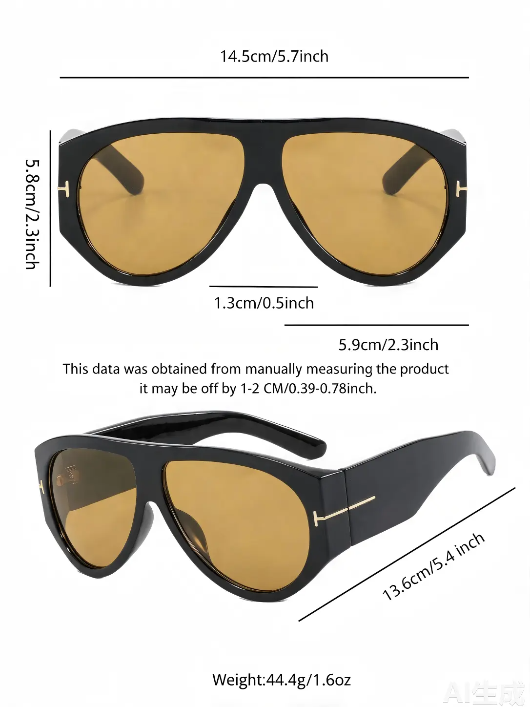 Retro Oversized Aviator Sunglasses for Women Men 70s Style UV400 Protection Luxury Thick Frame