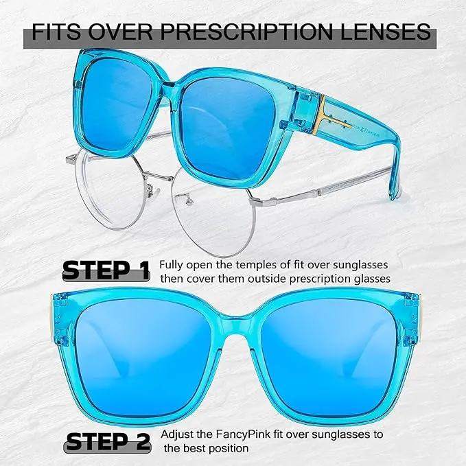 Mirrored Sunglasses Polarized Fit Over Glasses for Women Men for Driving
