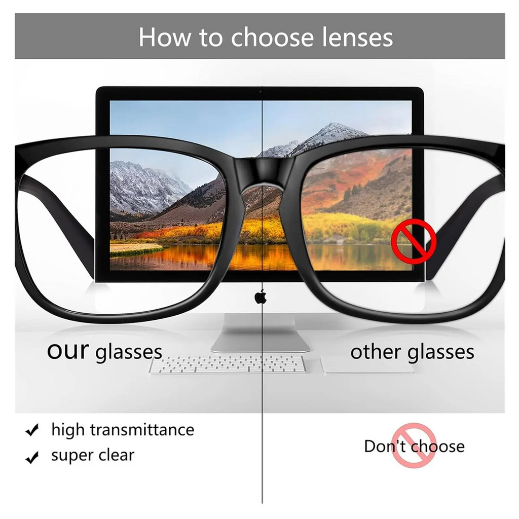 Ergonomic Bluelight Blocking Glasses for Women & Men, Square Frame, Flexible Fit, 99% Blue Lights Blockage