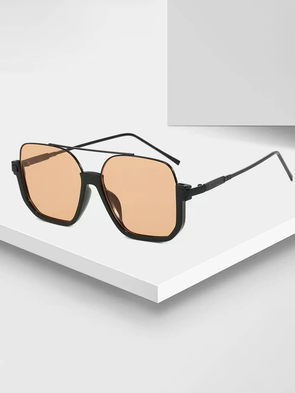 Unisex Vintage Large Frame Top Bar Design Tinted Lens Sun Protective Sunglasses