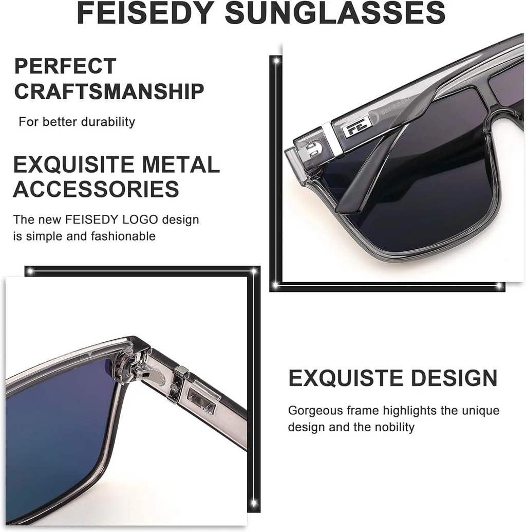 Fashion Flat Top Sunglasses Trendy Oversized Square Shades Women Men UV400