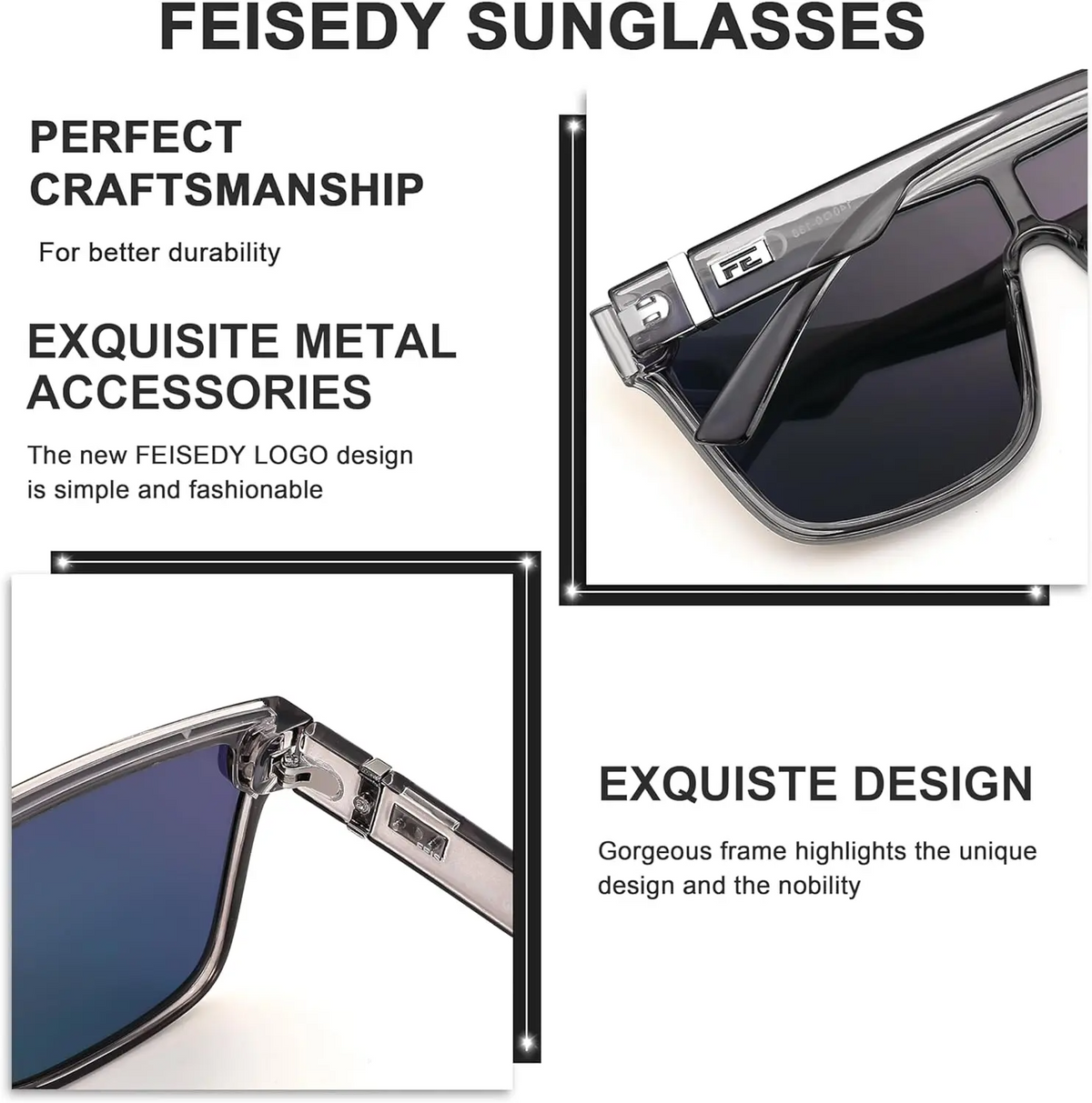Fashion Flat Top Sunglasses Trendy Oversized Square Shades Women Men UV400