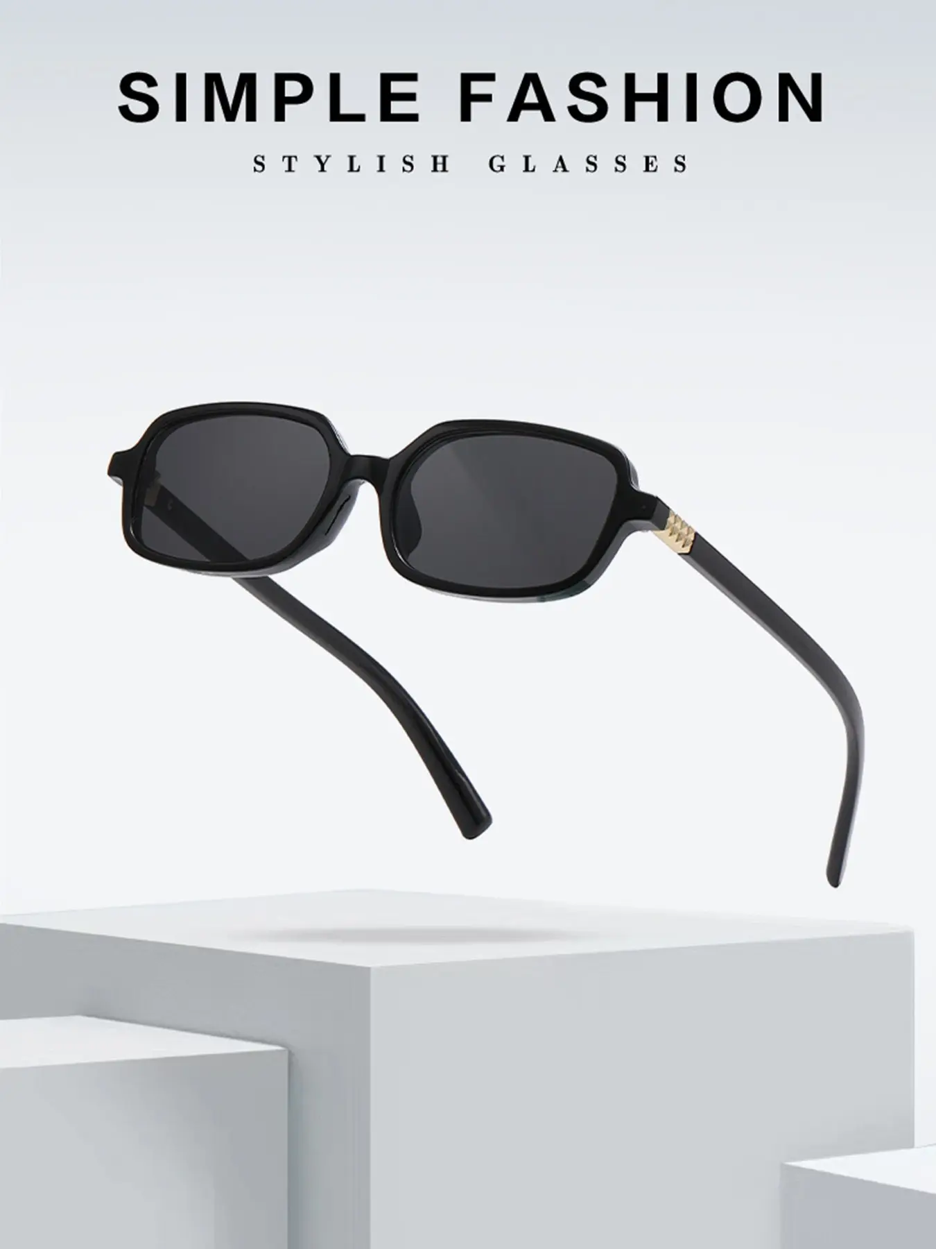 1pc Vintage Fashion Eyeglasses, Rectangular Small Frame, Narrow Frame Decorative Glasses