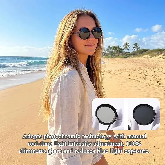 Men's Unisex Black Round Polarized Sunglasses - UV400 UV-Protection Lens, Retro Steampunk Style