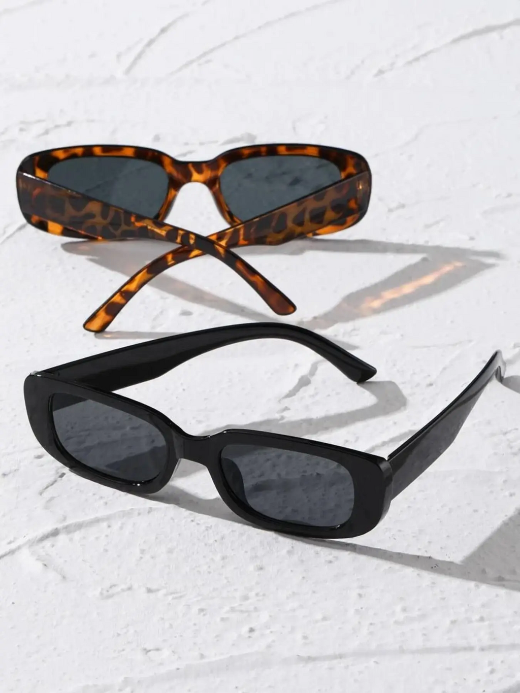Vintage Simple Tinted Lens Sunglasses (2 Pairs), Square Frame Fashion Tortoiseshell Sunglasses