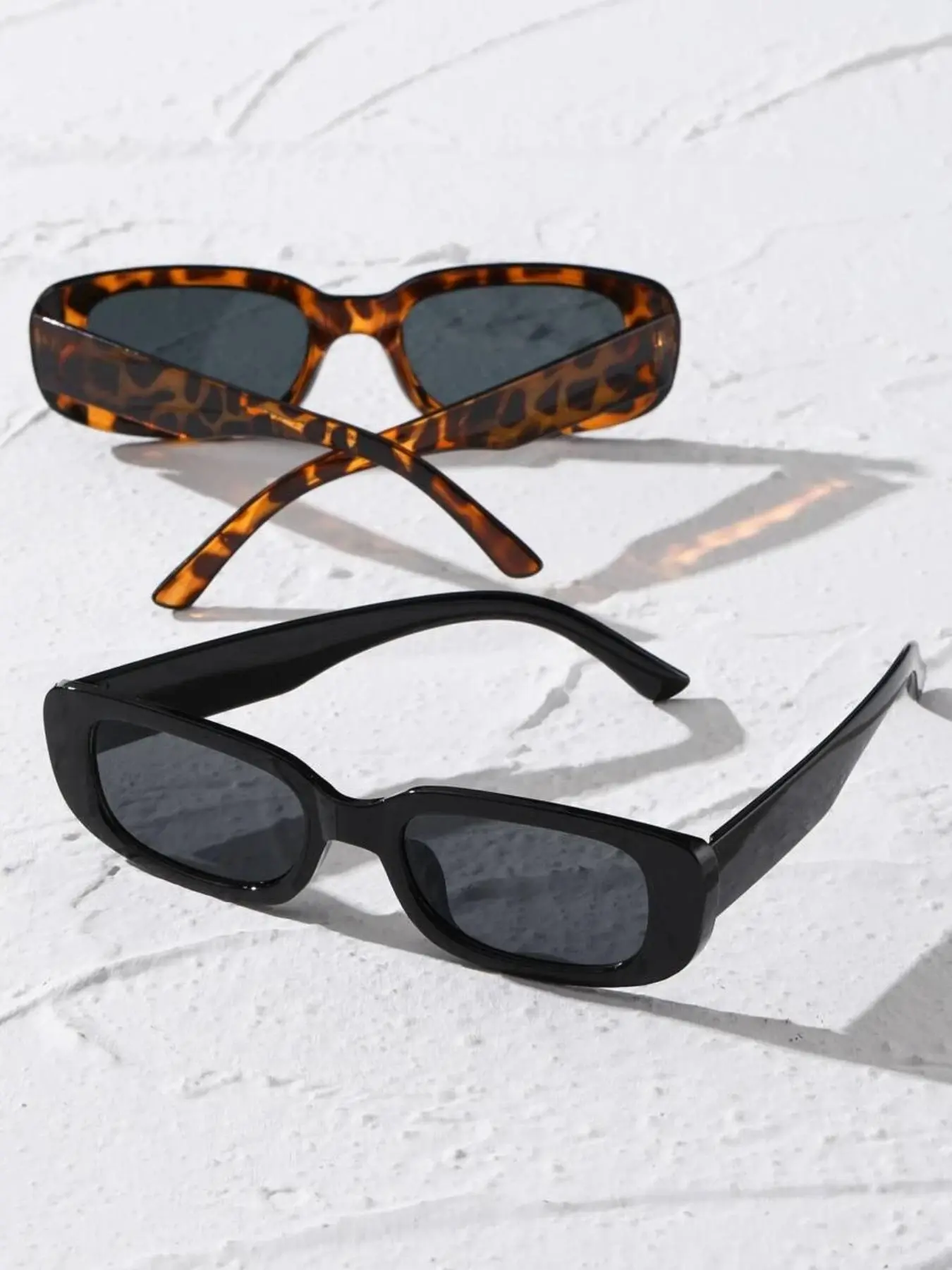 Vintage Simple Tinted Lens Sunglasses (2 Pairs), Square Frame Fashion Tortoiseshell Sunglasses
