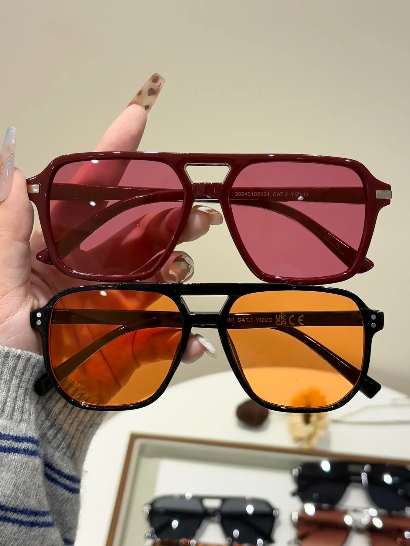 8 Pairs Fashion Pilot Large Frame Summer Sunglasses Set, Ideal for Street Photography