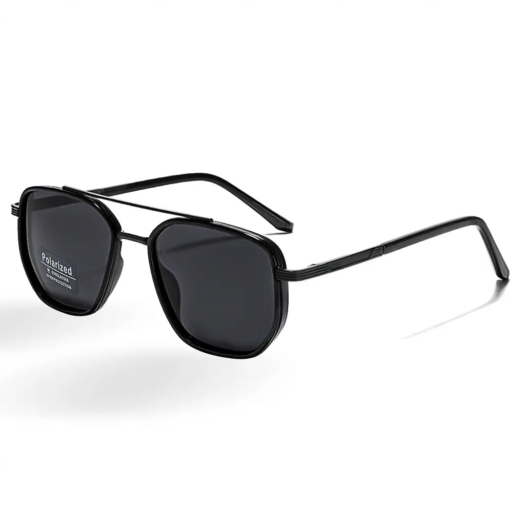 Travel Sunglasses with Fashion Geometric Frame Double Beam Sun Protection Glasses