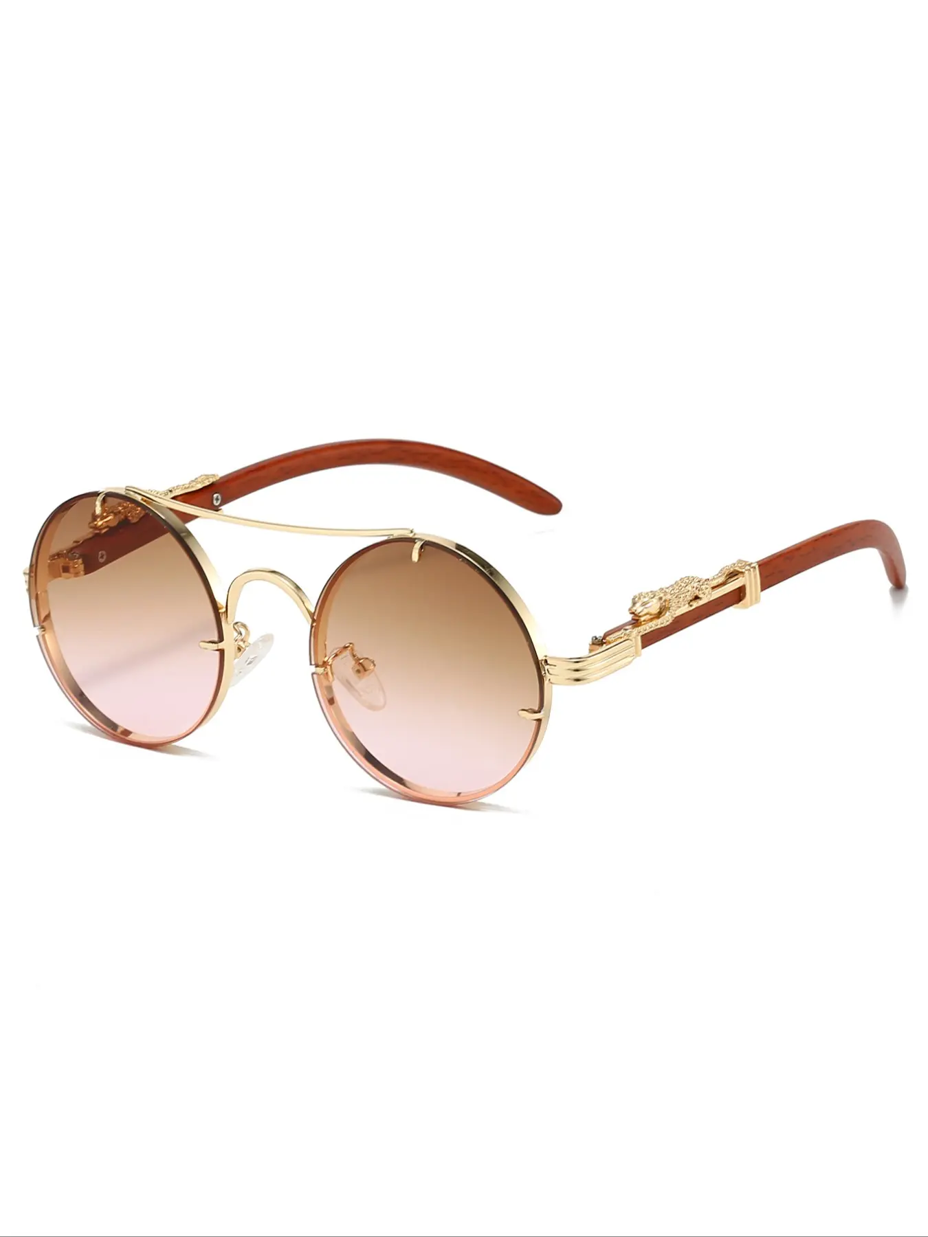 Women's New Fashion Round Frame Eyeglasses, Leopard Decor Design