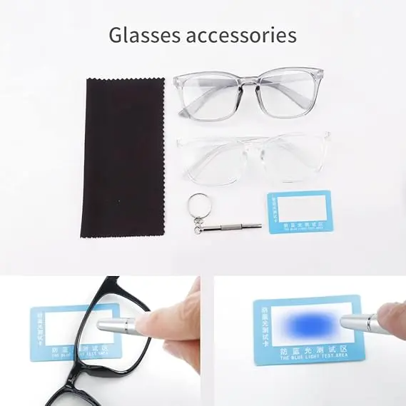 Ergonomic Bluelight Blocking Glasses for Women & Men, Square Frame, Flexible Fit, 99% Blue Lights Blockage