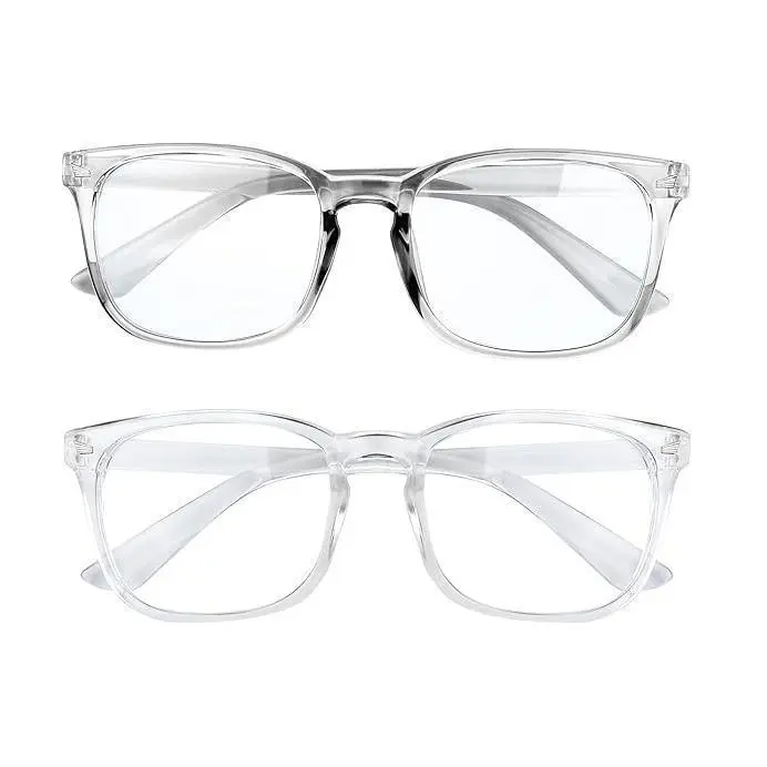 Ergonomic Bluelight Blocking Glasses for Women & Men, Square Frame, Flexible Fit, 99% Blue Lights Blockage