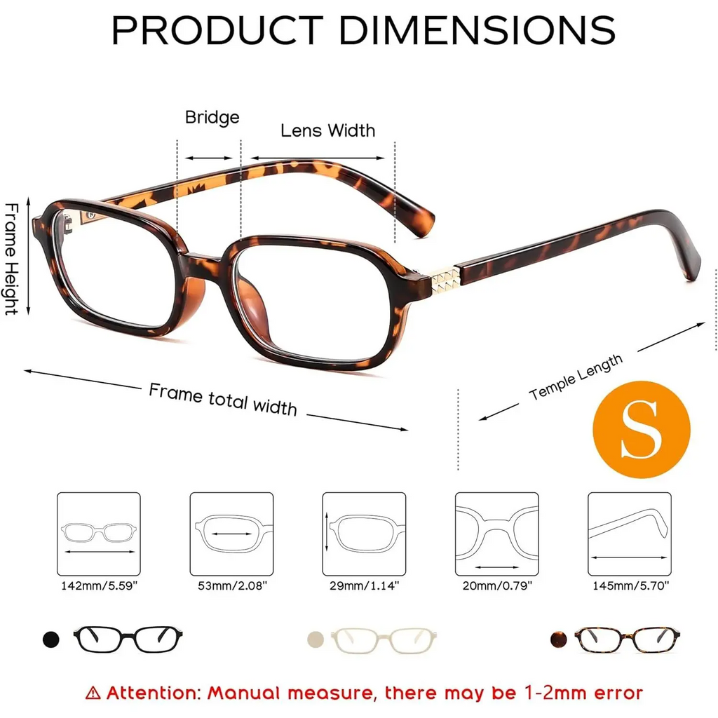Fashion Rectangular Blue Light Glasses for Women Retro Small Frames Vintage Trendy 90s Square Eyeglasses