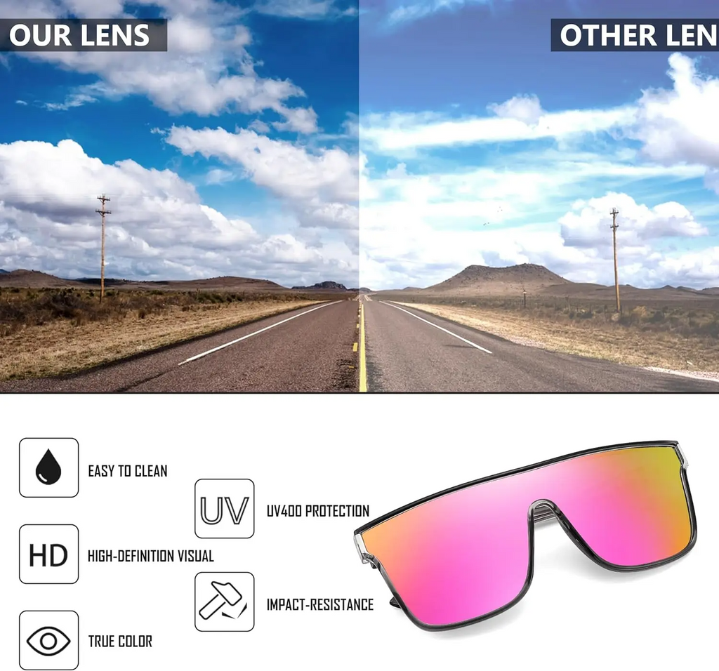 Fashion Flat Top Sunglasses Trendy Oversized Square Shades Women Men UV400