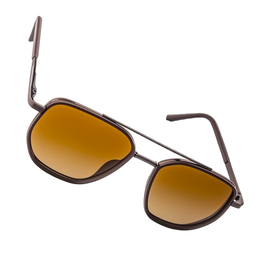 Travel Sunglasses with Fashion Geometric Frame Double Beam Sun Protection Glasses