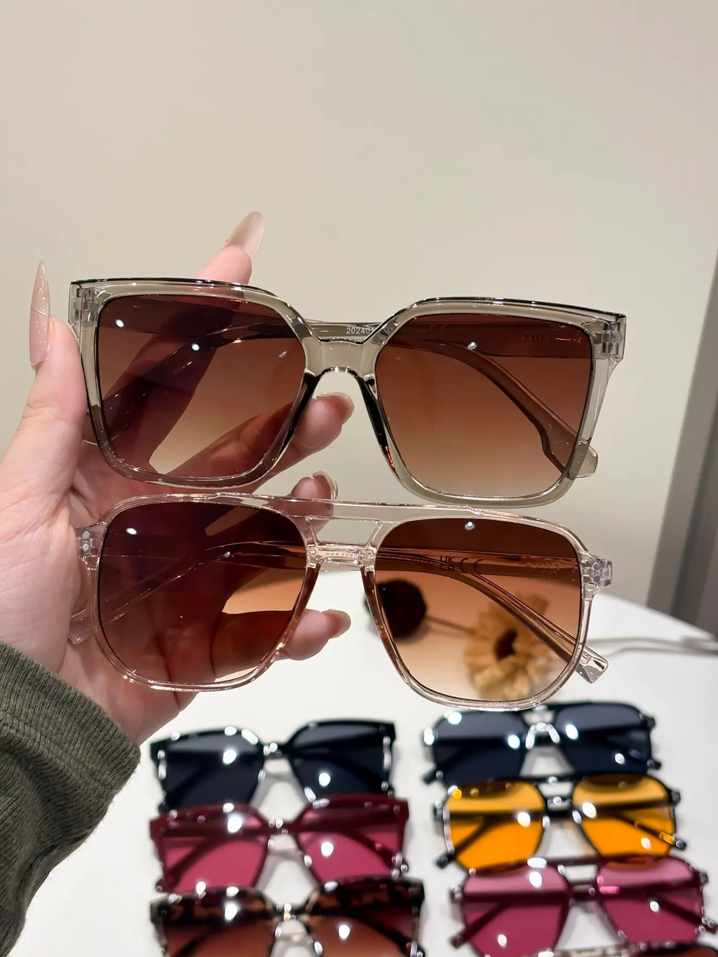 10 Pairs Classic Women's Multicolor Square Frame Sunglasses Set