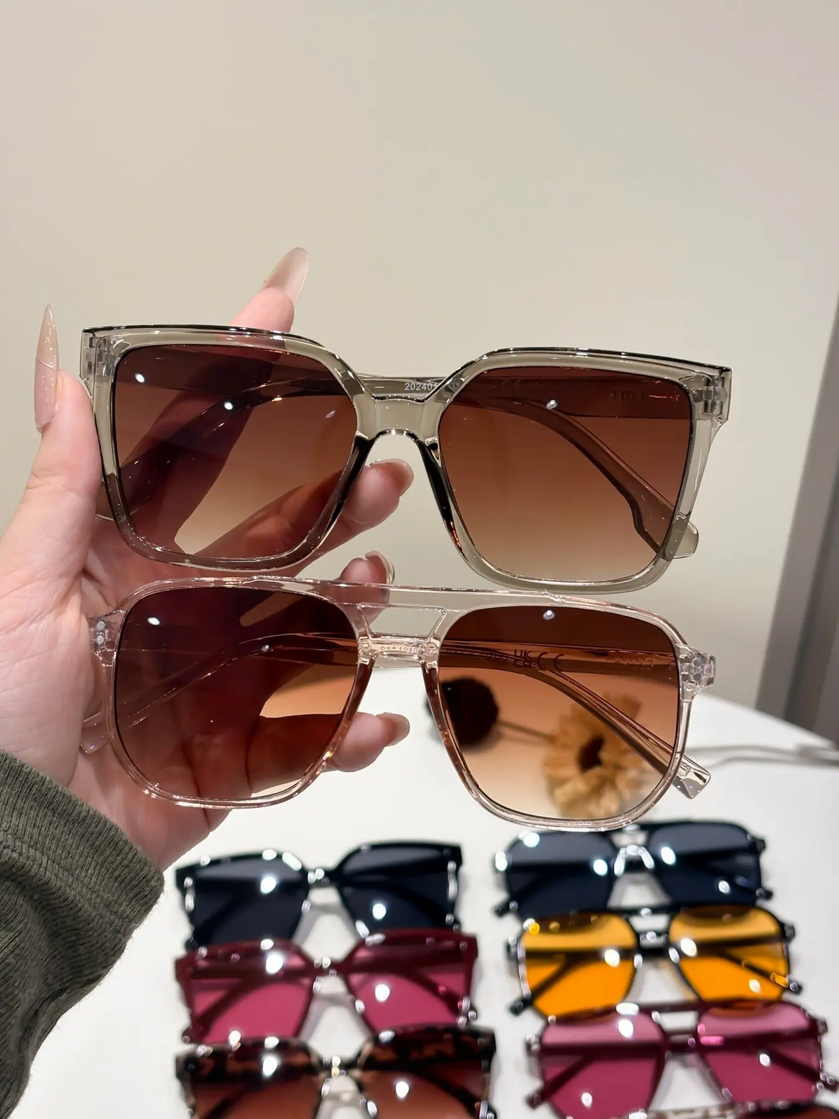 10 Pairs Classic Women's Multicolor Square Frame Sunglasses Set