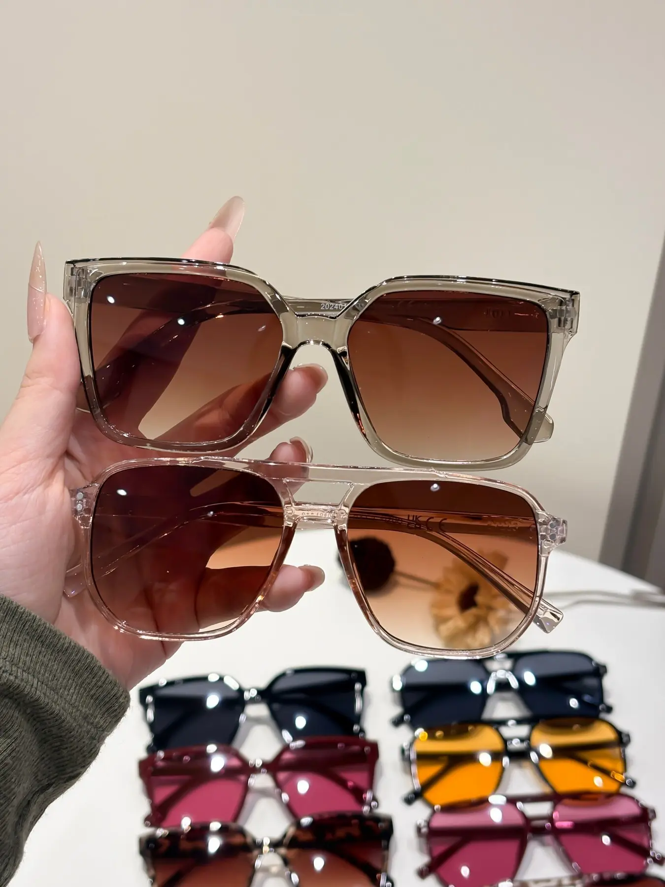 10 Pairs Classic Women's Multicolor Square Frame Sunglasses Set
