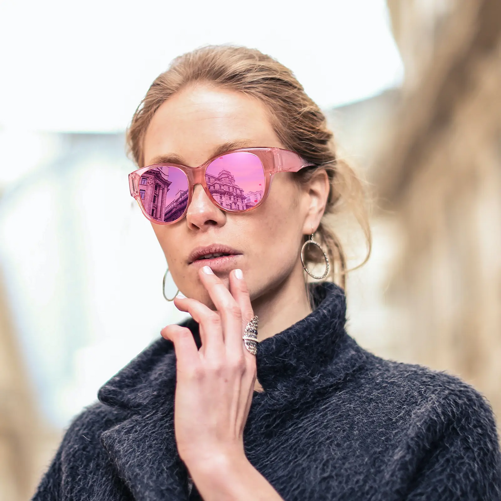 Women's Fit Over Glasses Polarized Sunglasses - Street Style, Trendy Casual, Statement Frame, Durable & Lightweight